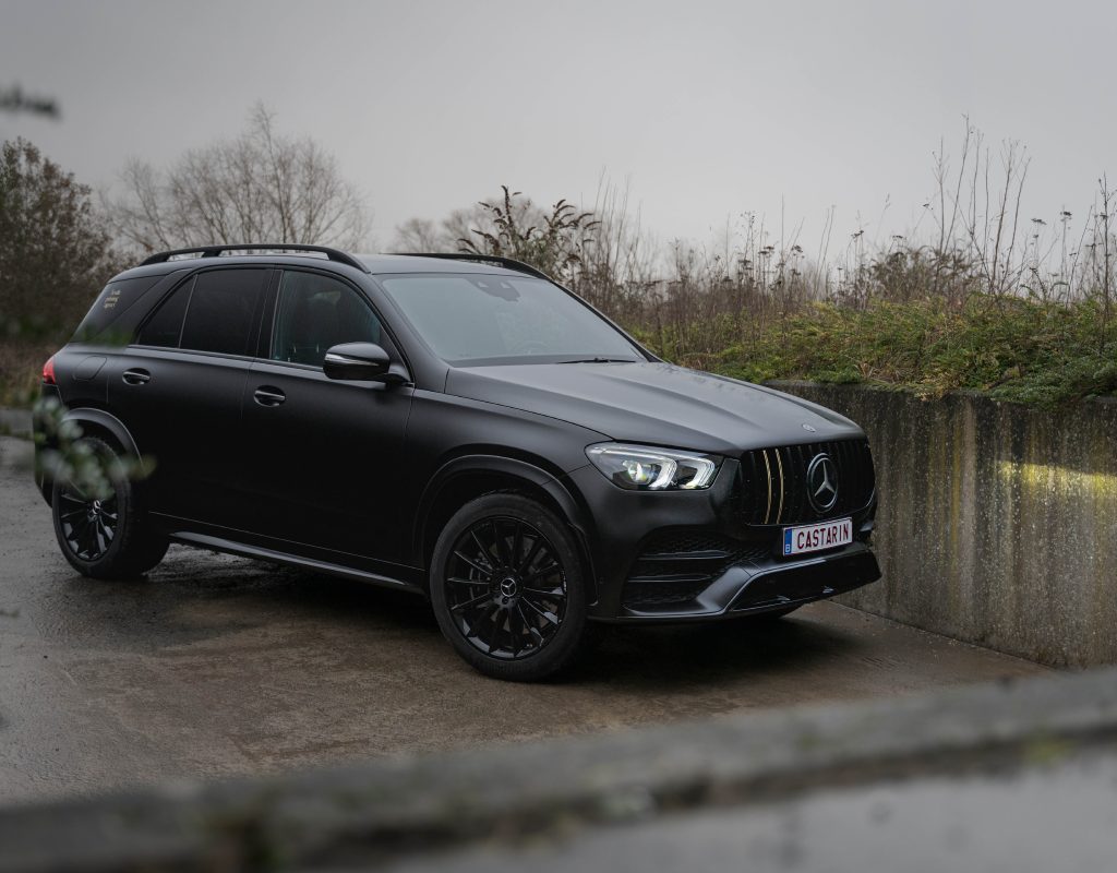 mercedes gle satin black full carwrapping