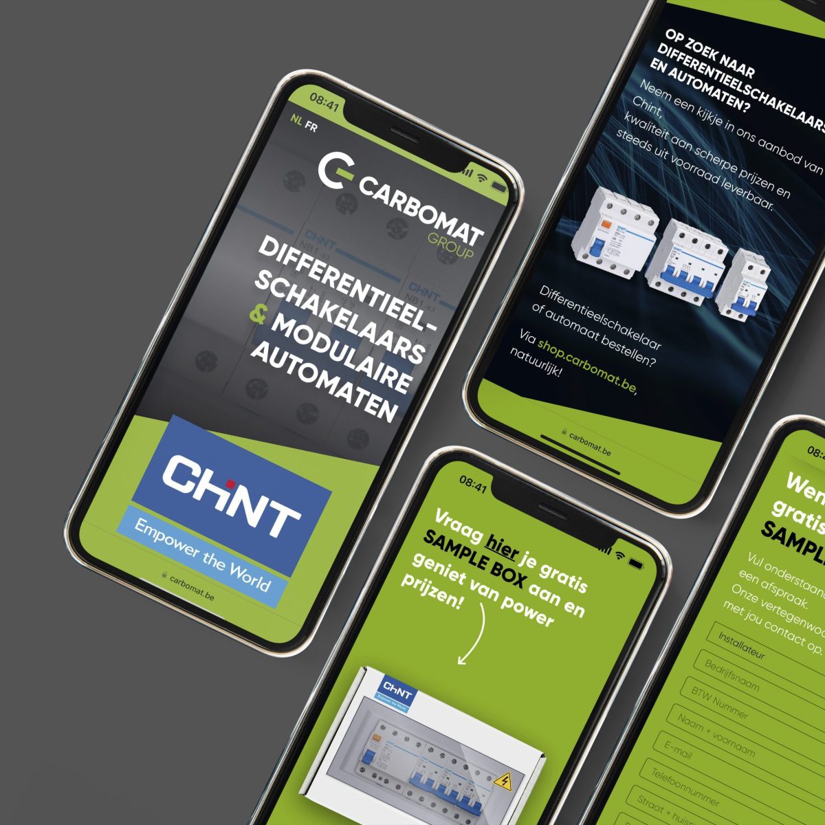 Carbomat mock-up van de website
