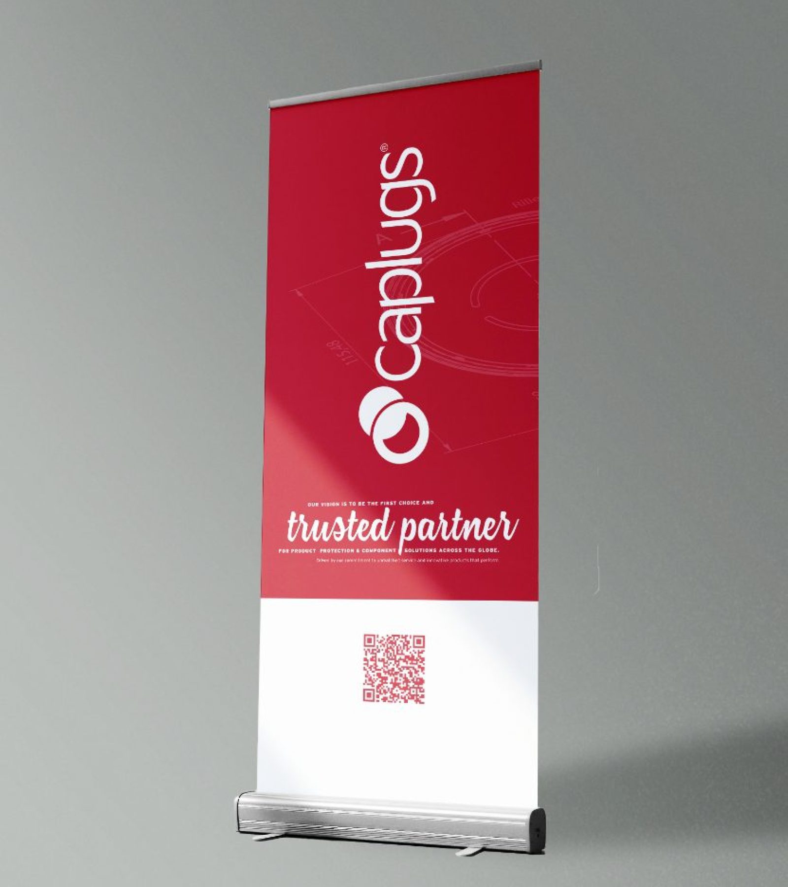 Productie van roll-up door marketingproductiekantoor