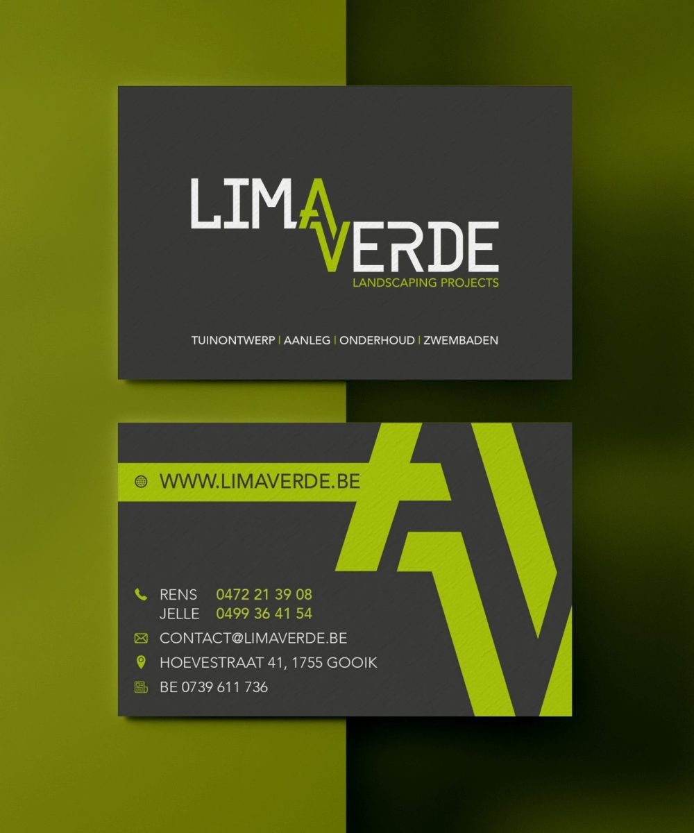 Uitwerking van visitekaartjes voor Lima Verde door Castaar